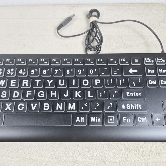 Large Print Backlit Keyboard, Wired USB Lighted Computer Keyboard - Picture 11 of 12